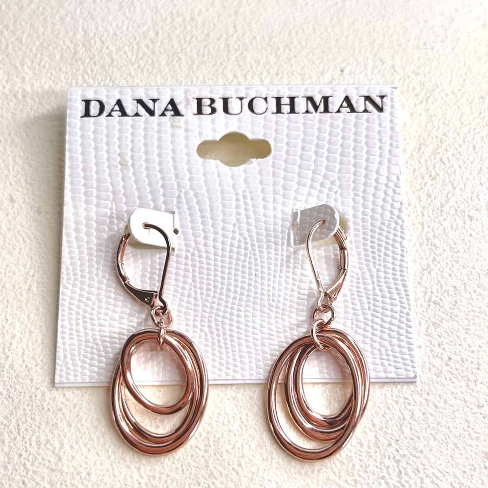 Oval layered dangle earrings by Dana Buchman